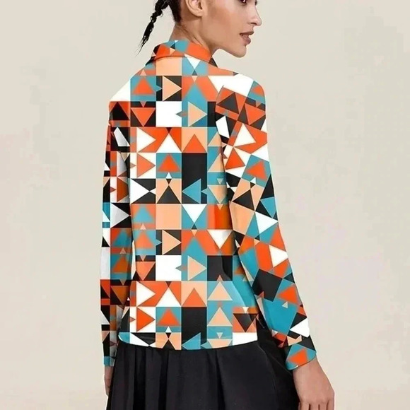 PINSPARK Golf Tennis Shirt Long Sleeve Moisture Wicking Geometric Print XXL NWT - Picture 3 of 7